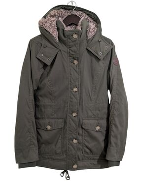 Hollister All-Weather Sherpa Lined Parka Jacket Olive Green Women's Small